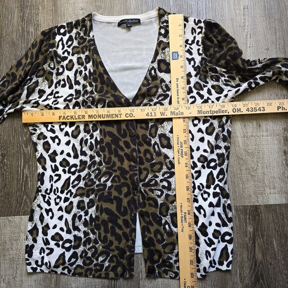 Pierri New York Cardigan Sweater Womens Small Leopard Cheetah Animal Print - Picture 5 of 8